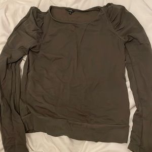 Joe’s Jeans olive green puff long sleeve top sz XS